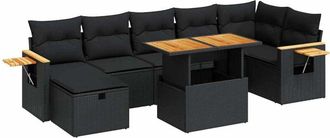 vidaXL Set De Muebles De Jard&iacute;n 5 Pzas Y Cojines Rat&aacute;n Sint&eacute;tico Negro Vidaxl