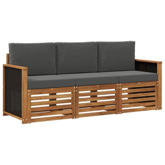 vidaXL Juegos De Sof&aacute;s Con Coj&iacute;n 3 Pcs Madera De Acacia S&oacute;lida Vidaxl