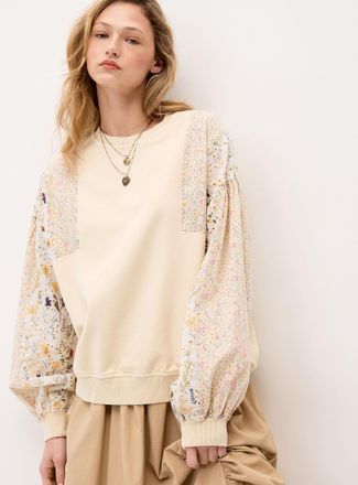 Twik Womens Patchwork sleeves sweatshirt