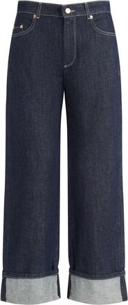 Max Mara Jeans, Dames, Blauw, M, Denim, Poggio Jeans met Omgeslagen Zoom