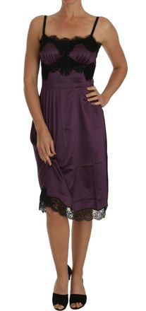 Dolce & Gabbana Womens Slip Dress Aline Lace Trim - Purple Silk - Size EU 40 (Womens)