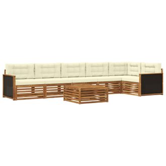 vidaXL Conjunto De Sof&aacute;s De Exterior 7 Pcs Natural Y Crema Vidaxl