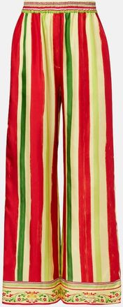 Dolce & Gabbana Pantaloni a palazzo in seta a righe a vita alta