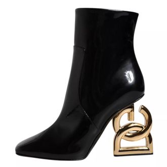 Dolce & Gabbana Womens Black Jackie Leather Mid Calf Boots Shoes