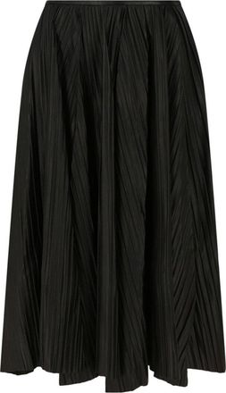 Ferragamo Pleated Leather Midi Skirt