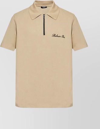 Balmain ribbed cotton short-sleeve polo shirt