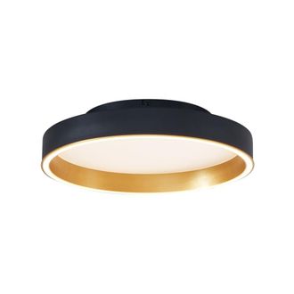 QAZQA Plaf&oacute;n dise&ntilde;o negro dorado LED 40 cm
