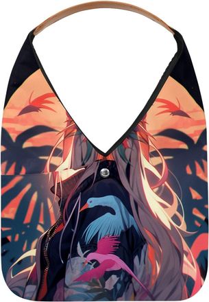 Generic Flamingo Girl Reusable Lightweight Grocery Bags - Foldable Into Compact Pouch, Washable & Sturdy, Multipurpose for Shopping and Travel