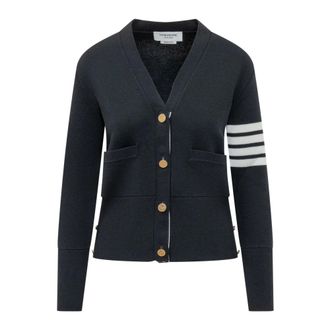 Thom Browne Cardigans, female, Blue, Size: S Milano Classic V-neck Cardigan
