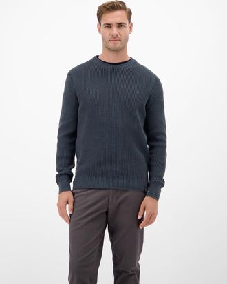 Lerros Strickpullover LERROS LERROS Herren Crewneck-Stricker in Strukturqualit&auml;t, Herren, Gr. XXL, classic navy, 100% Baumwolle, Rundhals, Pullover Strickpul