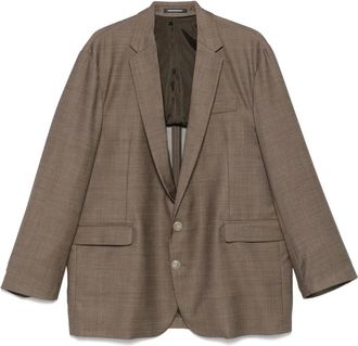 Emporio Armani Blazer met mandvlecht-effect van Super 130s scheerwol canvas - Heren - Blazers - Bruin - L - Wol - Jassen
