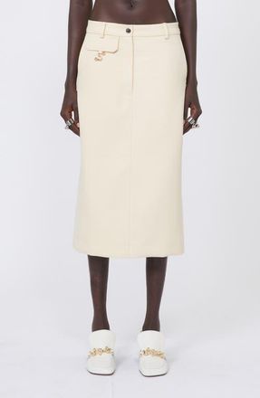 Sportmax Adepto Cotton Blend Twill Pencil Skirt in Vanilla at Nordstrom, Size 14