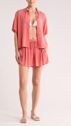 Nordstrom Rack Easy Gauze Cover-Up Shorts in Coral Faded at Nordstrom Rack, Size X-Large