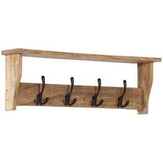 vidaXL Wall-mounted Coat Rack with 4 Hooks Solid Wood Mango vidaXL