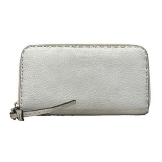 Fendi Silver Leather Long Wallet (Bi-Fold) (Pre-Owned)