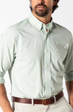Duck Head Performance Poplin Mitchell Gingham Sport Shirt In Pear Green