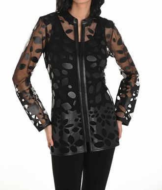 Frank Lyman Design Laser-Cut Leatherette Jacket In Black