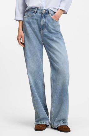 Boss Orange by Hugo Boss Marlene Wide Leg Nonstretch Jeans in Medium Blue at Nordstrom, Size 31 X 32