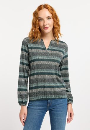 Ragwear Langarmshirt RAGWEAR SANTICA PRINT, Damen, Gr. XXL, gr&uuml;n (pine gr&uuml;n), Jersey, Obermaterial: 50% Baumwolle, 50% Modal, gemustert, normal, V-Ausschnitt,