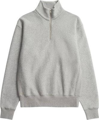 Norse Projects Flossli Relaxed Katoen Wol Halve Rits Sweater - Heren - Vesten met rits - Grijs - S - Katoen - Hoodies & sweatvesten