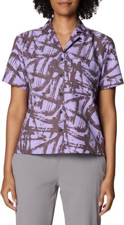 Mountain Hardwear Sun Drift Cooling UPF 50+ Short Sleeve Shirt in Purple Sage Brushstrokes Print at Nordstrom, Size Medium