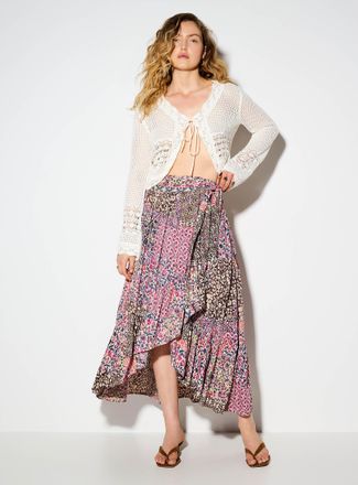 Icone Womens Floral patchwork wraparound skirt