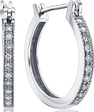 Pompeii3 1/4ct Diamonds Hoops Milgrained 14K White Gold