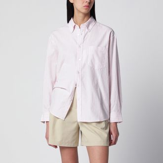 Dunst Camicia rosa a righe in misto cotone