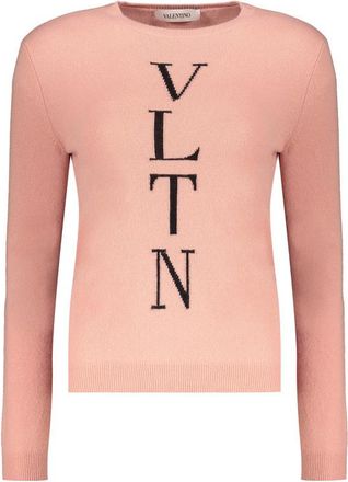 Valentino WomenS Pink Wool Crewneck Sweater, Size 42