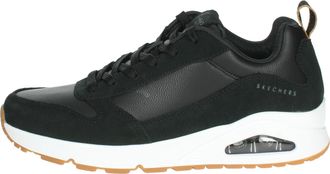 Skechers Mens Uno Stacre Sneaker, Black Leather/Pu/White Trim, 7 UK
