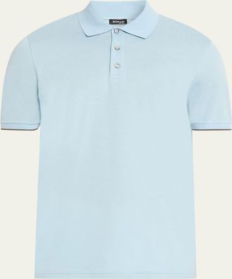 Kiton Mens Cotton Rib Polo Shirt