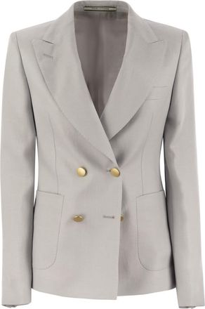 Tagliatore Womens Linen Double-breasted Blazer - Light Grey - Size EU 42 (Womens)