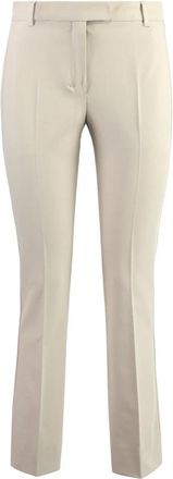 Max Mara Stretch Viscose Broek met Uitlopende Zoom - Dames - Slim Fit Broeken - Beige - 2XL - Katoen - Broeken