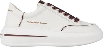 Alexander Smith Lancaster Donna in wit geperst leer en bordeaux details - Dames - Sneakers - Wit - 36 EU - Leer - Schoenen