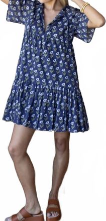 Emerson Fry Isla Pressed Poppies Dress In Indigo