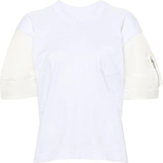 sacai cotton jersey T-Shirt - women - Cotton/Cupro/Nylon - 2 - Blue