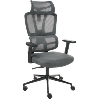 Beliani Beliani - Office Chair Mesh Swivel Seat Sliding Headrest Adjustment Armrest Up/Down Dark Grey Omega