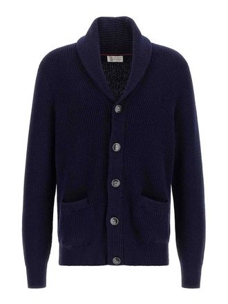 Brunello Cucinelli Blue Malfil Cotton Cardigan