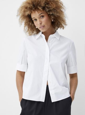Contemporaine Womens Puff-sleeve cropped shirt