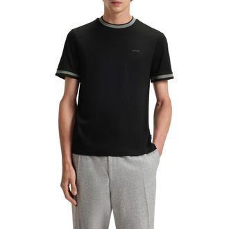 BOSS Tessler Slim Fit Cotton Ringer T-Shirt in Black at Nordstrom, Size Xx-Large