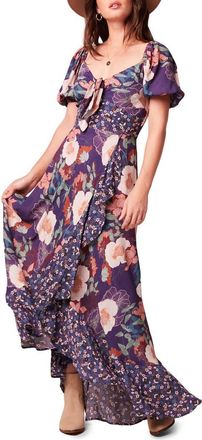 Band Of The Free Livie Floral Print Maxi Dress in Purple/Ivory Mixed at Nordstrom, Size X-Small