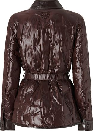 Pinko Semi-Sheen Technical Canvas Puffer Jacket - Brown