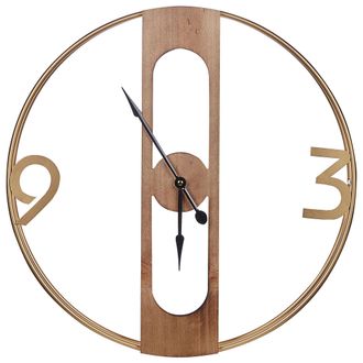 Beliani Beliani - Reloj De Pared Mdf Marr&oacute;n &Oslash; 50 Cm Efecto Madera Interiores R&uacute;sticos Cocina Dormitorio Sal&oacute;n Mulhouse