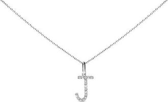 House of Brilliance Sterling Silver Diamond Accent A-Z Initial Pendant Necklace in Sterling Silver |J at Nordstrom
