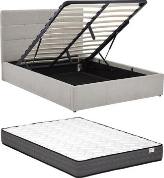 Vente-Unique Canap&eacute; abatible 160 x 200 cm - Tela - Gris + Colch&oacute;n - HOPEYA de Pascal Morabito