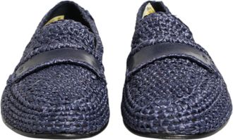 Dolce & Gabbana Blue Woven Leather Slip On Loafers Men Mens Shoes (Pre-Owned)