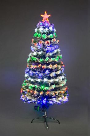 Shatchi 6Ft/180cm Frosted Tips 8 Modes Fibre Optic Christmas Tree LED Pre-Lit in Green | Size: 6ft