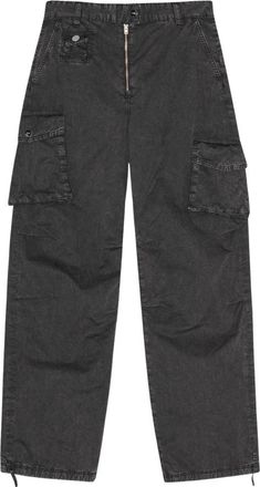 Ganni Washed Twill Broeken - Dames - Straight fit broeken - Zwart - S - Katoen - Broeken