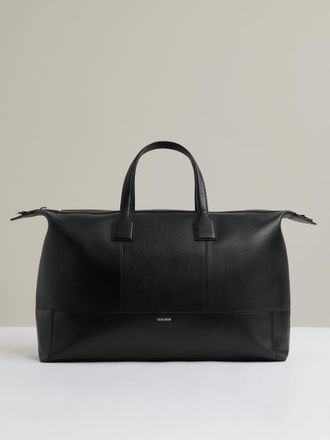 Reiss Black Micro-grain Leather Holdall