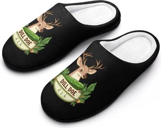 Generic Dill Doe Mens Slippers Slip On Comfortable Fleece Cotton House Shoes Winter
